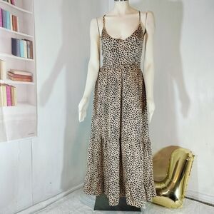Cupshe Spotted Maxi Dress in Tan and Black
